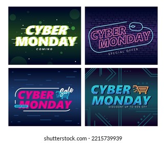 set of cyber monday, vector design