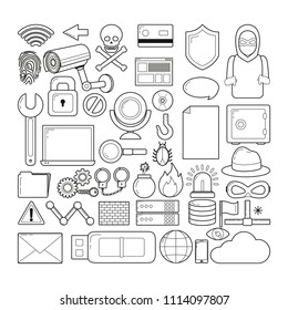 Set of cyber security icons