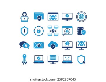 Set of cyber security icons, protection, privacy