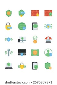 Set of cyber security icons, protection, privacy