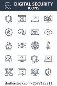 set of Cyber security icons, protection