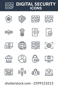 set of Cyber security icons, protection