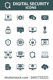 set of Cyber security icons, protection