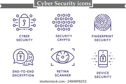 Set of cyber security icons in vector format