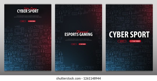 Set of Cyber Sport banners. Esports Gaming. Video Games. Live streaming game match. Vector illustration