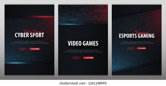 Set of Cyber Sport banners. Esports Gaming. Video Games. Live streaming game match. Vector illustration