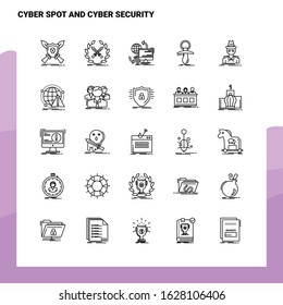Set of Cyber Spot And Cyber Security Line Icon set 25 Icons. Vector Minimalism Style Design Black Icons Set. Linear pictogram pack.