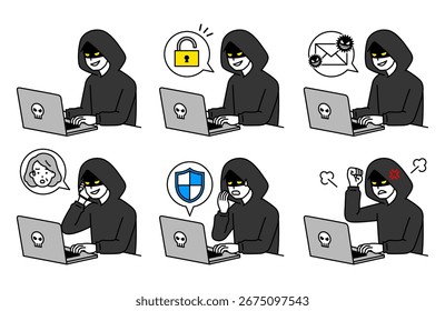 Gruppe von Cybercrime-Hackern, die Laptops verwenden