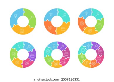 Set of Cycle Infographic Elements from 3 up to 8 Step for Business Presentation, Poster, Banner and Booklet.