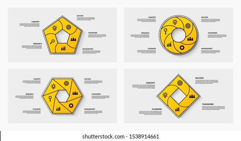 Set of cycle infographic with multiple options, Outline data communication for business report