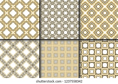 Set of Cyclical Pattern of Geometric Shapes. Seamless Vector Illustration. For the Interior Design, Wallpaper, Printing, Textile Industry, Scrapbook Paper