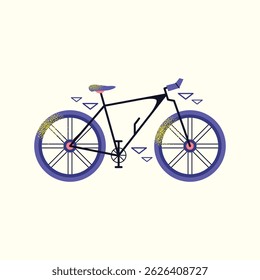Set of cycling gear and accessories road bike, helmet, gloves, sunglasses, bottle, jersey, shorts, shoes, chain, saddle, wheels, socks. Flat vector illustration Cycling sport outdoor activity concept