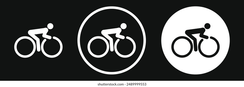 Set of Cycling icon collection with black background. Bike and bicycle racing sport symbol. Vector Illustration.