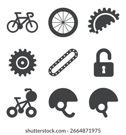 Set von Fahrradsymbolen, flache Vektorfahrradsymbole