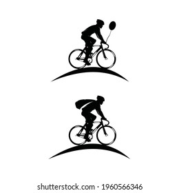 Set of cyclist logo silhouettes
