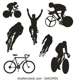 Set Of Cyclist Silhouettes