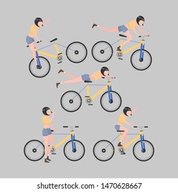 A set of cyclists in a stylized style