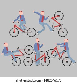 A set of cyclists in a stylized style
