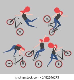 A set of cyclists in a stylized style