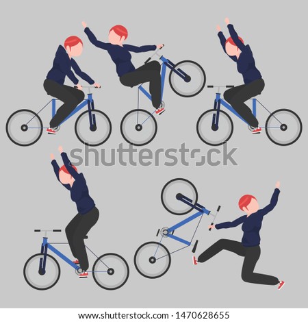 A set of cyclists in a stylized style