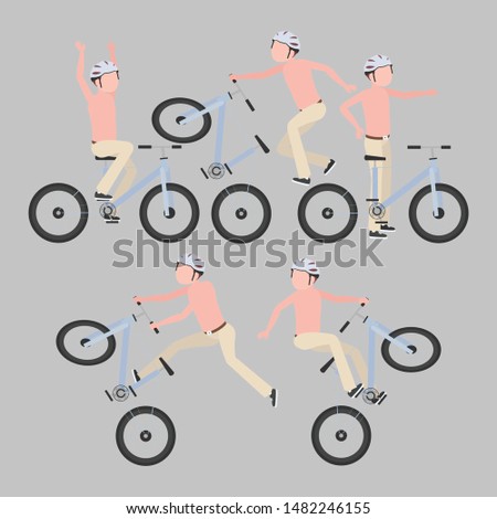 A set of cyclists in a stylized style
