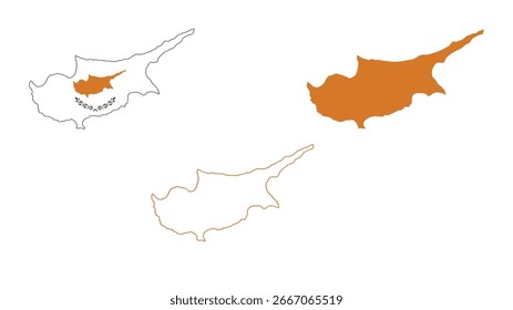 Conjunto de mapa de Chipre aislado en el fondo blanco, diseño de Ilustración vectorial