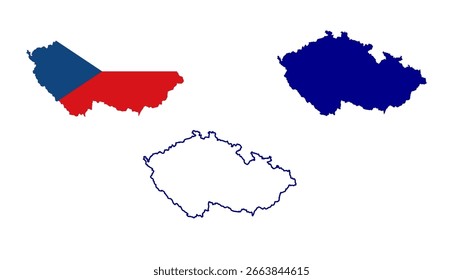 Conjunto de mapa checo aislado sobre fondo blanco, diseño de Ilustración vectorial