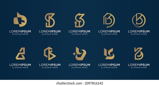 Conjunto de colección de logotipos d con estilo abstracto dorado, letra de logotipo creativa d diseño monograma.