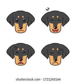 Set of dachshund dog faces showing different emotions for design.