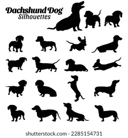 Set dachshund dog silhouette Vektorgrafik.