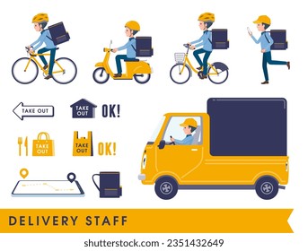 A set of dad doing delivery.It's vector art so easy to edit.