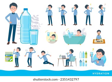 A set of dad drinking water.It's vector art so easy to edit.