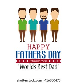 Set of dad icons on a white background with text and a ribbon