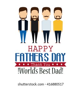 Set of dad icons on a white background with text and a ribbon