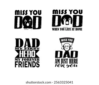 Set of "DAD" t-shirt design, Happy fathers day t-shirt Bundle, fathers day t-shirt design, Pro Vector.