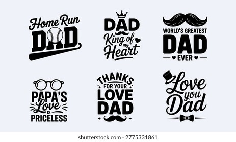 Set of dad typography design elements for father day greeting cards t-shirts and posters