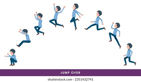 A set of dad who jump over big.It's vector art so easy to edit.