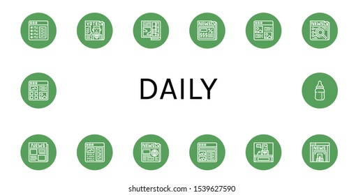 Set of daily icons. Such as Article, Newspaper, News, Baby bottle , daily icons