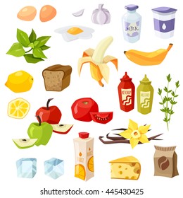Set of daily meal. Every day products. Vector illustration