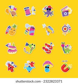 Set of Daily Objects Flat Stickers 

