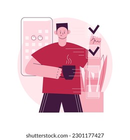 Set up daily schedule abstract concept vector illustration. Quarantine daily routine, schedule your day staying home, self-organization during pandemic, set up study calendar abstract metaphor.