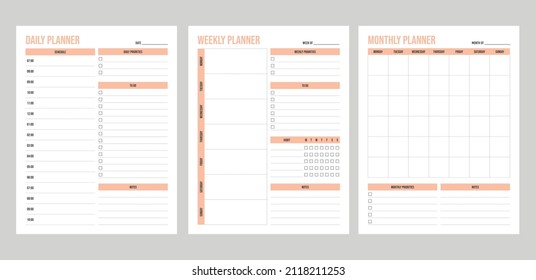 set daily weekly and monthly planner