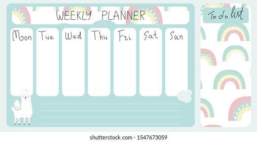 Set for daily and weekly planning. Vector design, handmade.