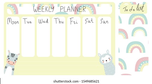 Set for daily and weekly planning. Vector design, handmade.