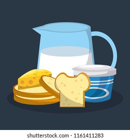 Set of dairy products