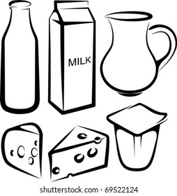 set of dairy products