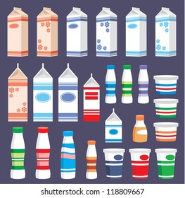 Set of dairy products. vector