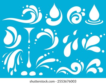 Set of dairy splashes, milk blots, stain and drops, dairy swirl, yogurt splashes, milky wave