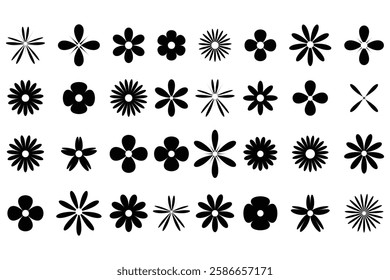 Set of daisy chamomile flower icon, flat style sweet and cute daisy flowers plant collection vector illustration.