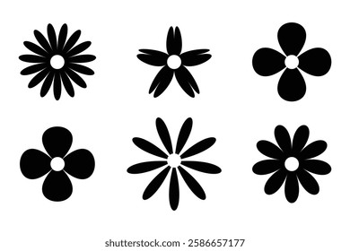 Set of daisy chamomile flower icon, flat style sweet and cute daisy flowers plant collection vector illustration.